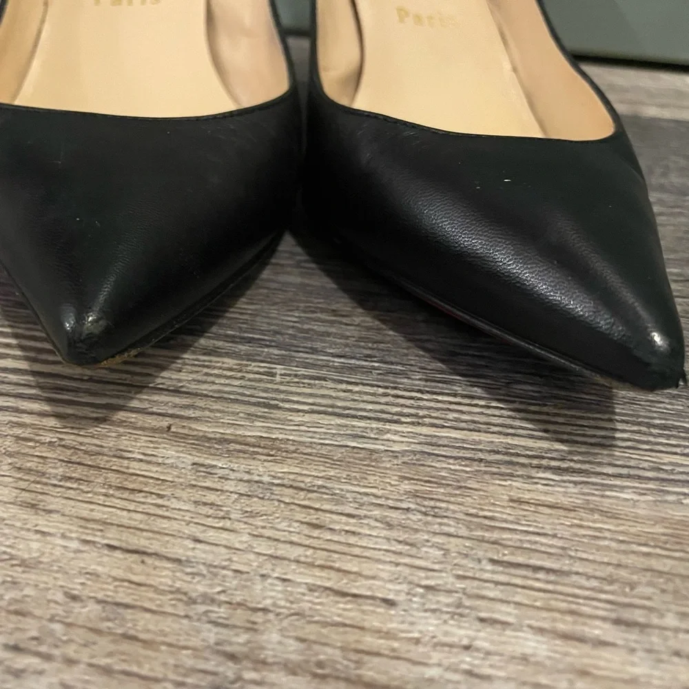 Christian Louboutin matte Black Pointed Heels red bottom women’s shoes sz 6 / 36 - Picture 3 of 8